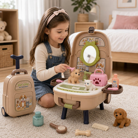Mochila Maleta de Mascotas 4 en 1 con Ruedas | Juego Portátil Infantil