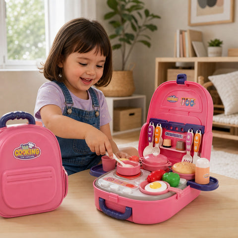 Mochila Maleta 2 en 1 de Cocina Infantil | Juego Portátil con Accesorios