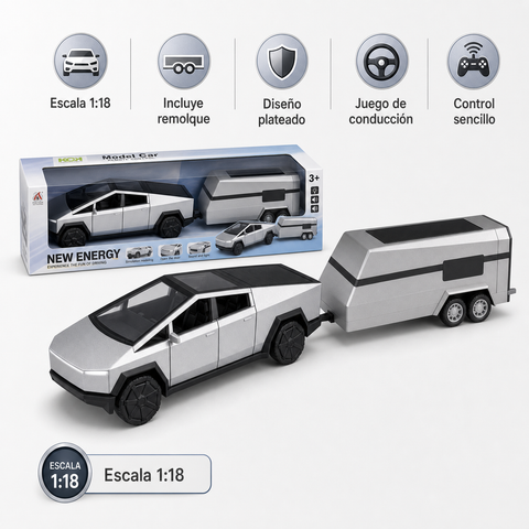 Auto a Control Remoto 1:18 con Remolque | Diseño Metálico | Juego de Velocidad