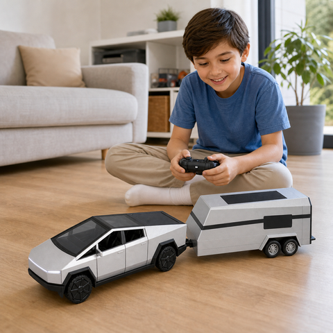 Auto a Control Remoto 1:18 con Remolque | Diseño Metálico | Juego de Velocidad