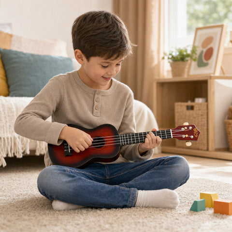 Ukelele Infantil 32 cm | Diseño Tipo Madera | Juego Musical para Niños