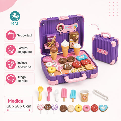 Maleta de Postres Infantil | Set de Repostería de Juguete Portátil