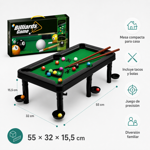 Mesa de Billar Infantil con Accesorios | Juego de Precisión para Niños