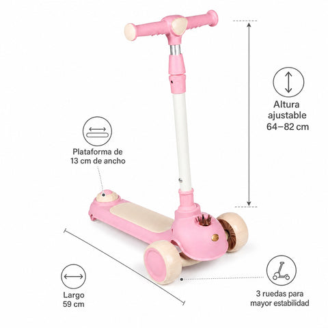 Scooter Infantil de 3 Ruedas con Manillar Ajustable