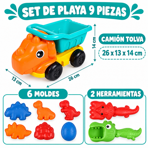 Características y contenido del set de playa de 9 piezas