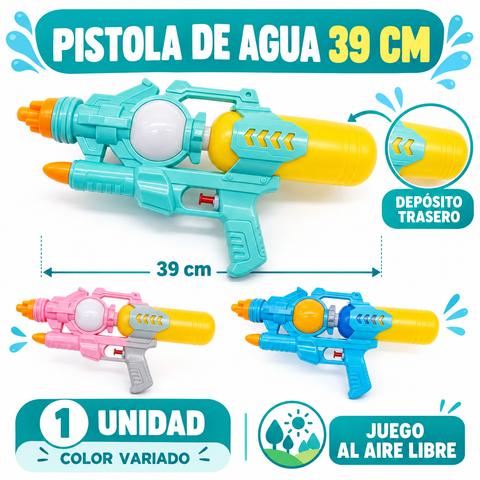 Características y colores variados de la pistola de agua de 39 cm