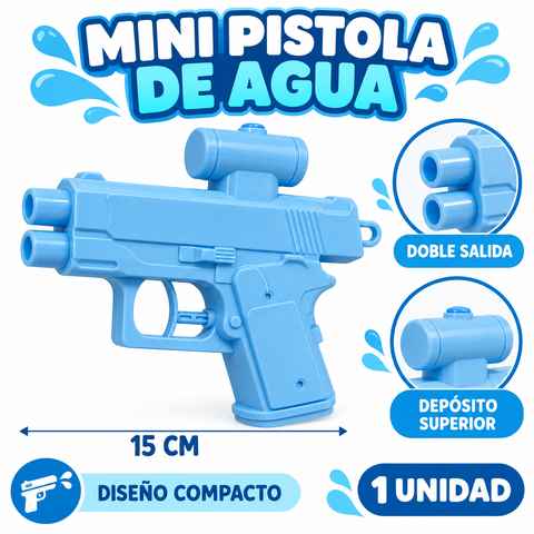 Características de mini pistola de agua azul de 15 cm con doble salida