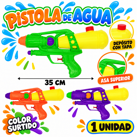 Características y colores surtidos de pistola de agua de 35 cm