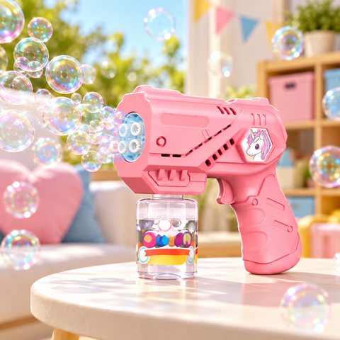 Lanzador de burbujas infantil en ambiente de juego