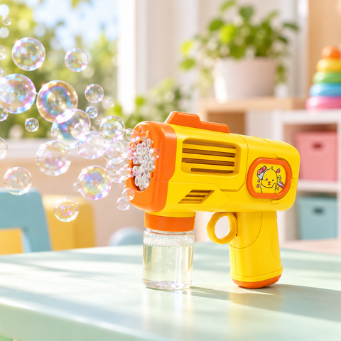 Lanzador de burbujas infantil en ambiente de juego