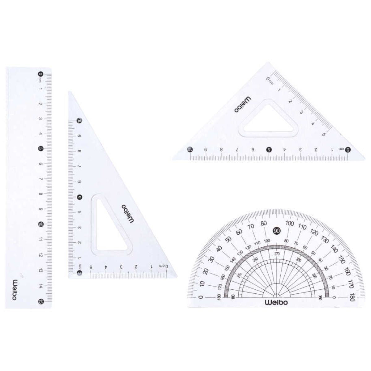 Kit de Reglas Geometricas Escolares De 4 Pcs