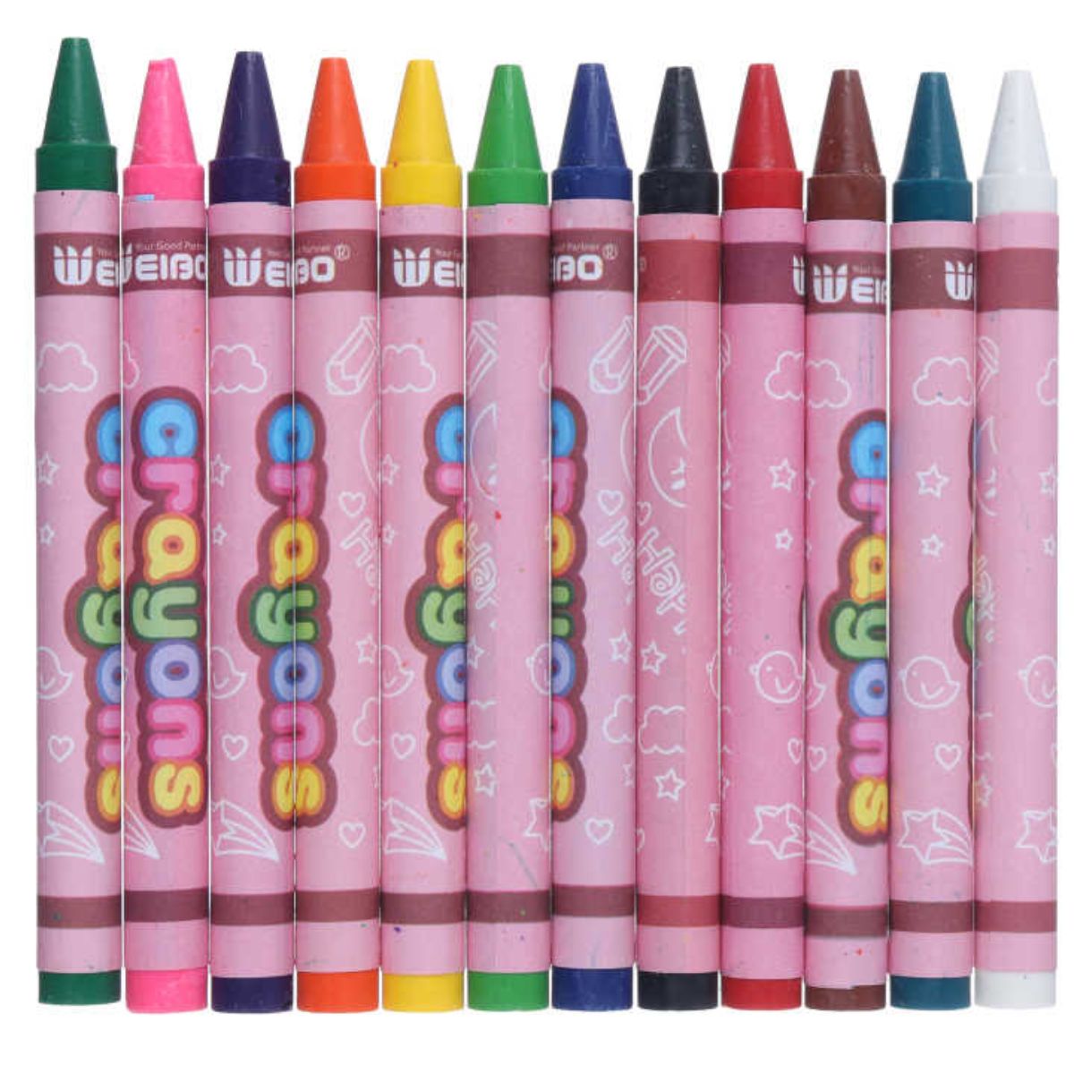 Set De Crayones 24 Piezas Colores Escolar Weibo