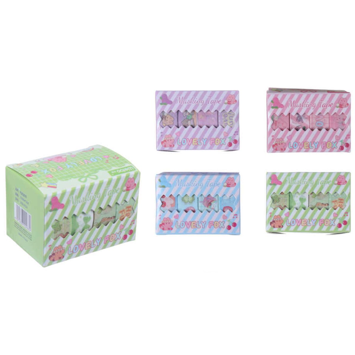 Pack 3 Cintas Adhesivas De Colores Con Diseño Kawaii Fox