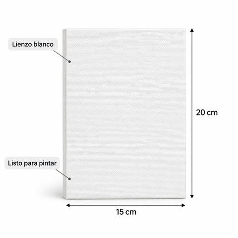 Medidas del lienzo blanco para pintar: 15 × 20 cm