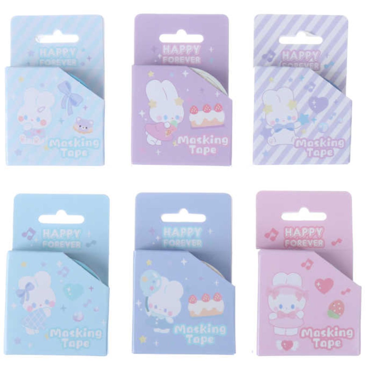 Pack 3 Cintas Adhesivas Diseños Kawaii Masking Tape