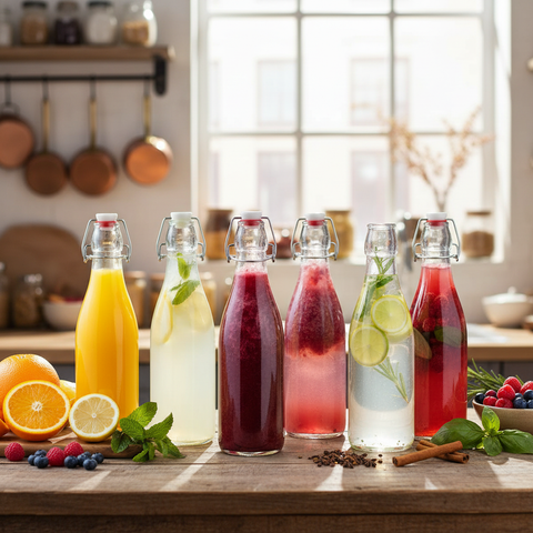 Botellas 500ml con cierre hermético llenas de líquidos