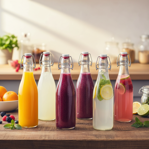 Botellas 500ml con cierre hermético llenas de líquidos