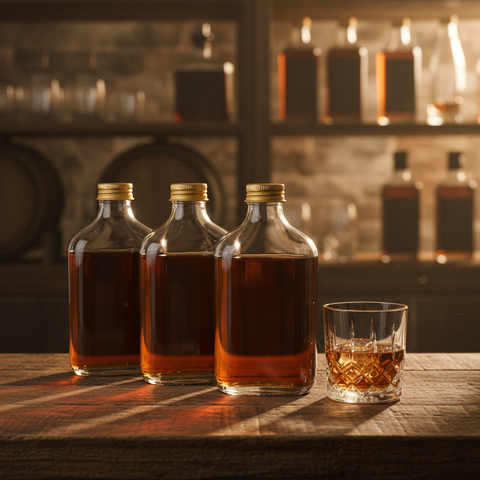 Botellas petaca 100ml en ambiente profesional