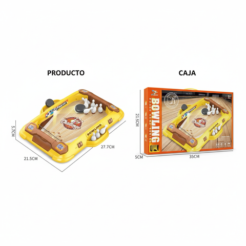 Dimensiones Producto y Caja Mini Bowling