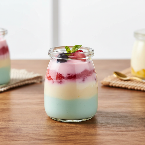 Frasco de vidrio para pudding 150ml con postre