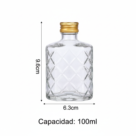 Medidas técnicas botella diamante 100ml - 9.6cm x 6.3cm