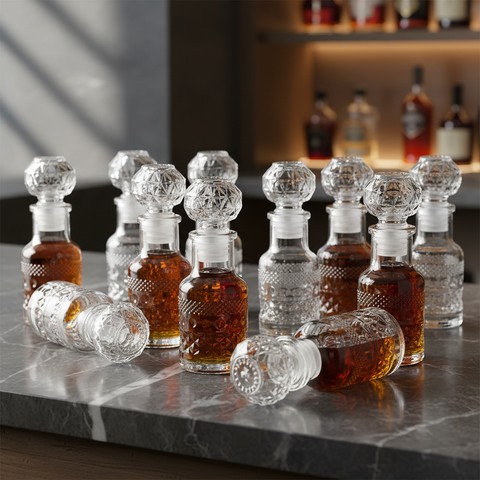 Mini Licorera Cilíndrica Floral 50ml - Presentación pack con licor