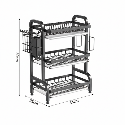 Organizador de cocina multifuncional 3 niveles con medidas 60×43×25cm