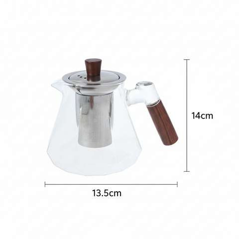 Tetera de vidrio 750ml - imagen con medidas
