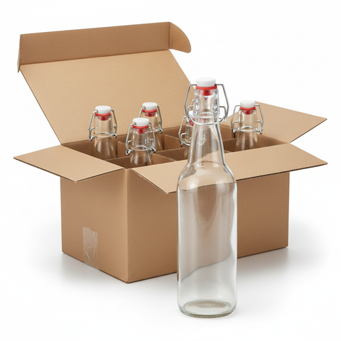 Pack 12 Botellas de Vidrio con Cierre de Acero Inoxidable 1000ml