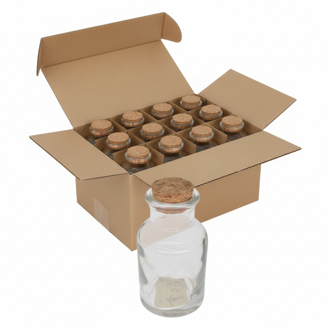 Pack 24 Frascos de Vidrio con Tapa de Corcho 50ml