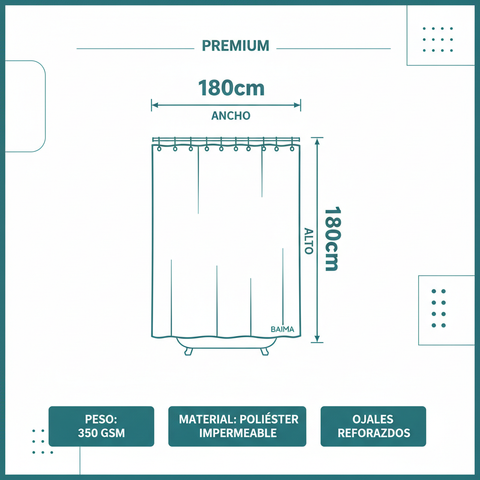 Medidas Cortina de Baño 180x180cm