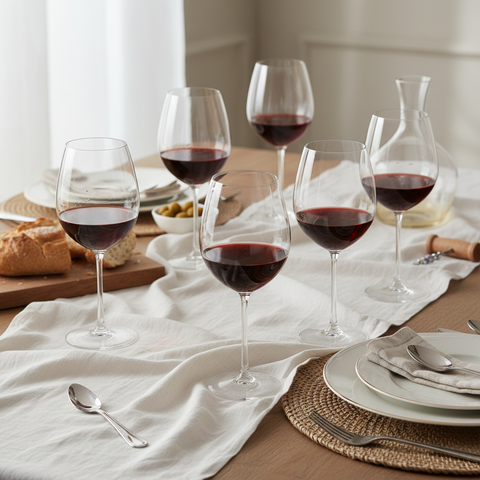 Copas de Vino Tinto en Mesa Elegante - Contexto de Uso