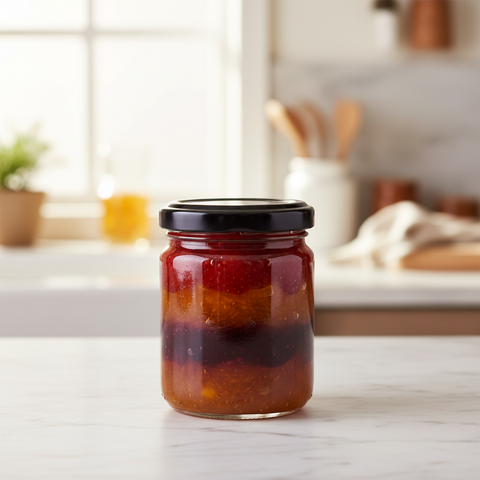 Frasco de vidrio conservero 100ml con tapa metálica