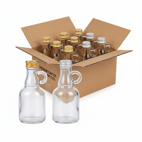 Pack 24 unidades mini botellas vidrio 50ml con caja