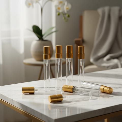 Set de 6 atomizadores de perfume dorados estilo lifestyle