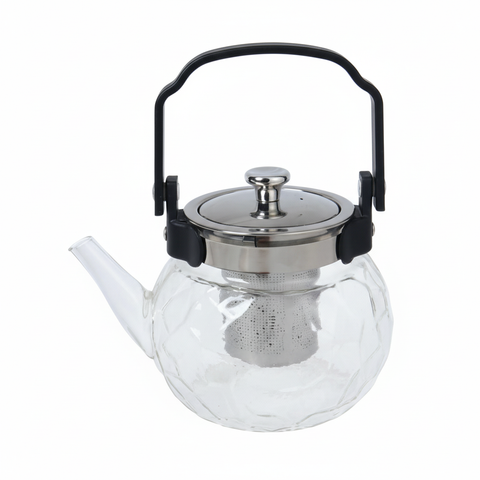 Tetera de vidrio facetada 800ml - imagen limpia fondo blanco