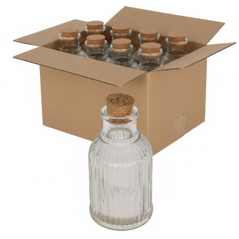 Pack 12 Frascos de Vidrio con Tapa de Corcho Columna Romana 150ml