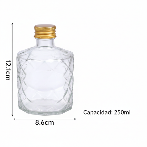 Medidas técnicas botella diamante 250ml - 12.1cm x 8.6cm