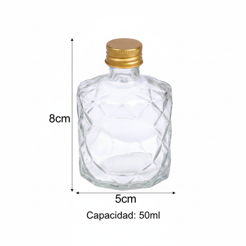 Medidas técnicas botella diamante 50ml - 8cm x 5cm