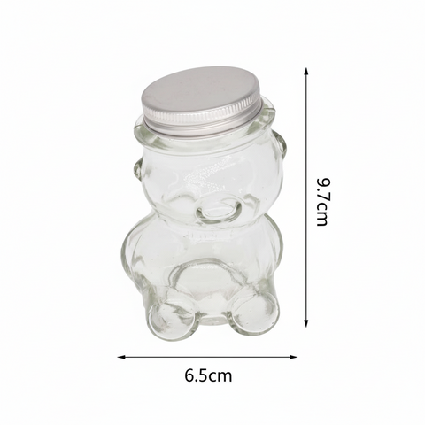 Envase De Vidrio Con Tapa con Forma De Osito 130ML - Pack 24 Unidades