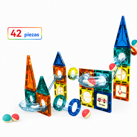 Bloques magnéticos con pista de canicas 42 piezas