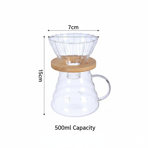 Set Cafetera Pour Over 500ml - Medidas