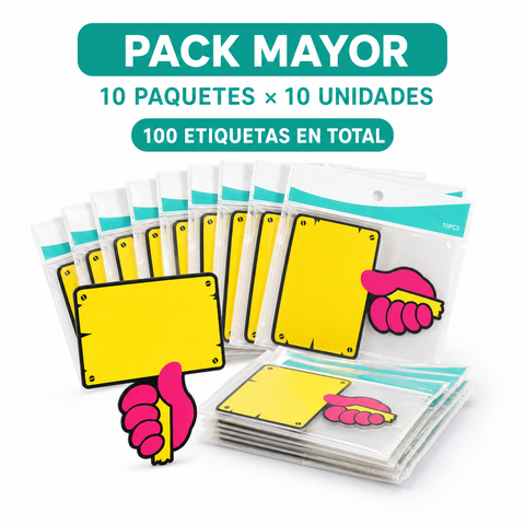 Pack mayor de 100 carteles para precios: 10 paquetes de 10 unidades