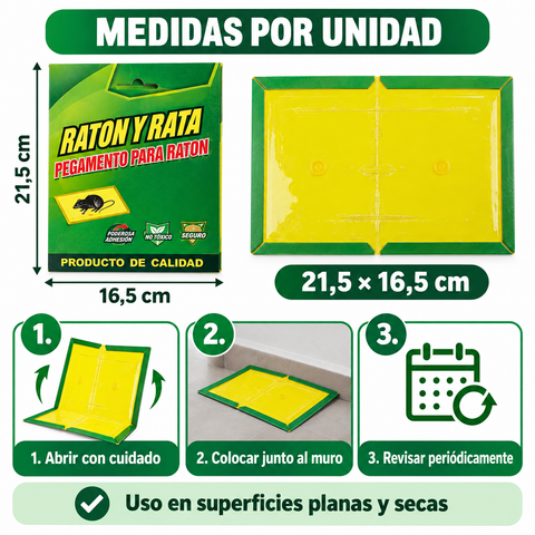 Medidas e instrucciones de uso de la trampa adhesiva para roedores